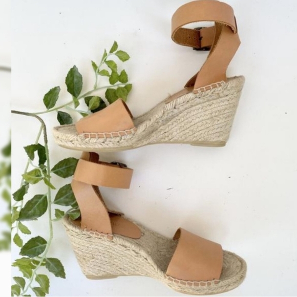 J.Crew Corsica Caramel Leather Ankle Strap Espadrille Wedge Sandals Size 7 - Picture 3 of 11